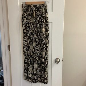 Miami Black and White Floral Wide Leg Pants